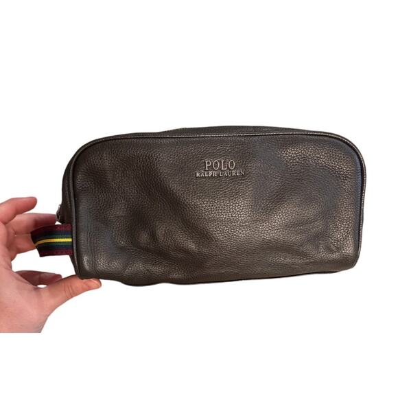 Vintage Polo Ralph Lauren Brown Leather Toiletry Travel Dopp Kit Bag - Picture 1 of 16